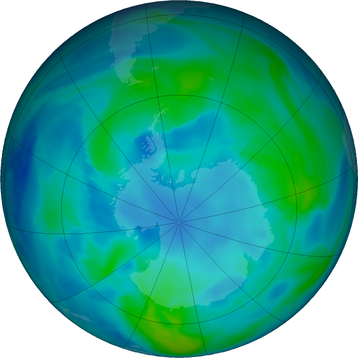 Antarctic ozone map for 03 May 2022